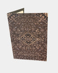 Carte de message à motif d'arabesques florales beige et taupe, intérieur vierge