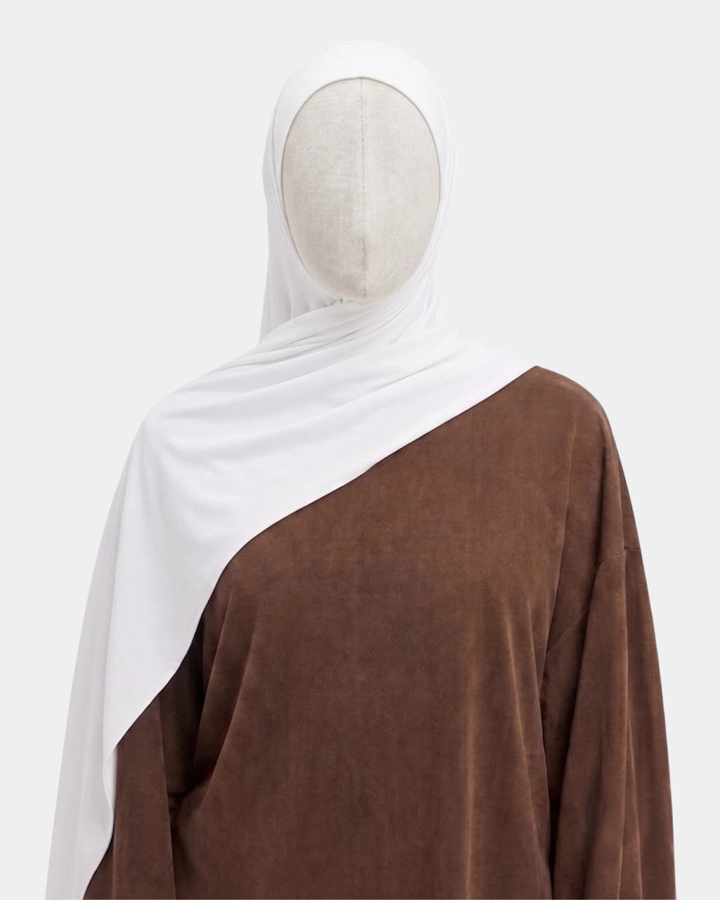 Hijab modal breathable blanc, porté de face - Rawdaya