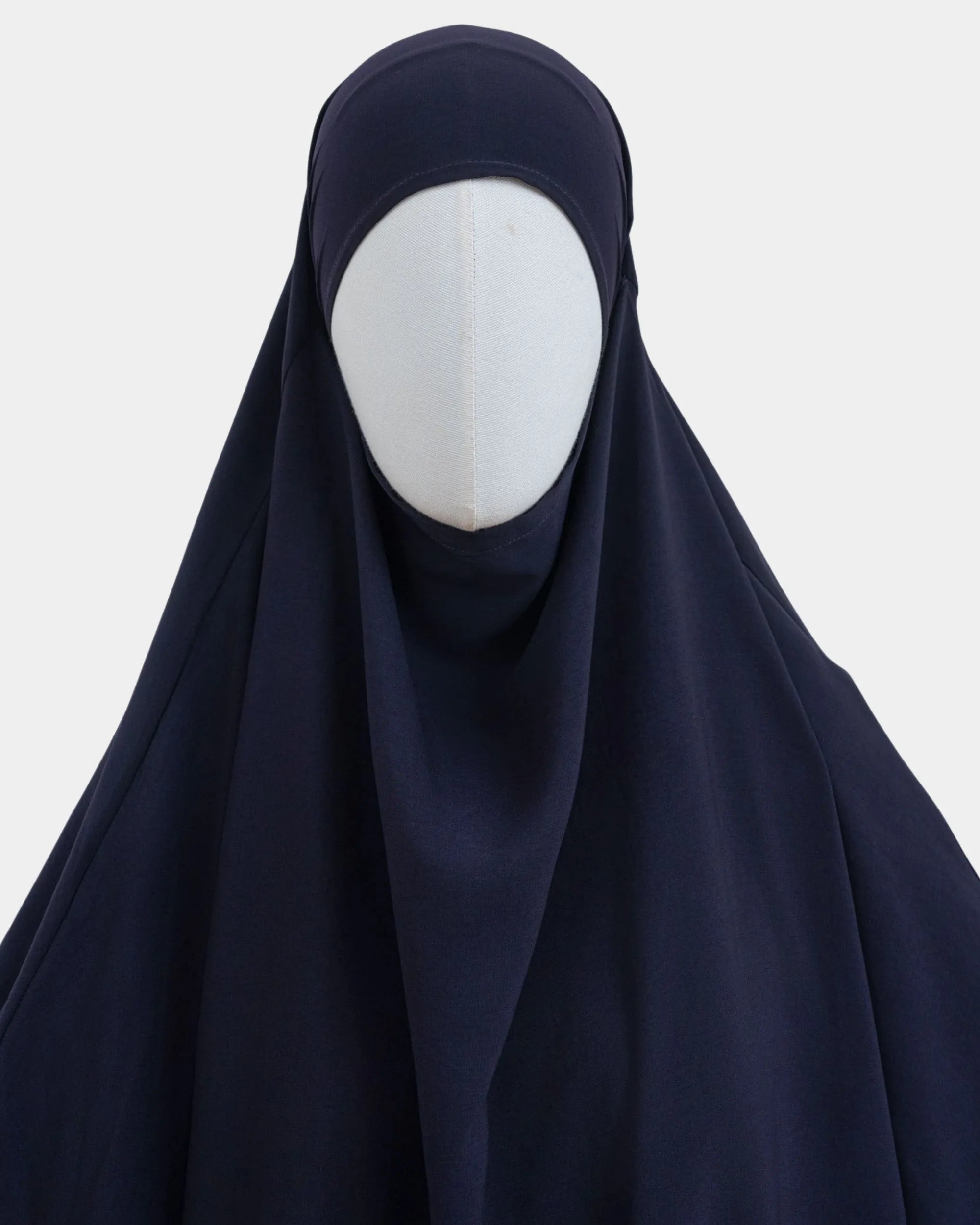 Capuche du jilbab 2 pièces bleu marine et drapé du tissu sur le buste