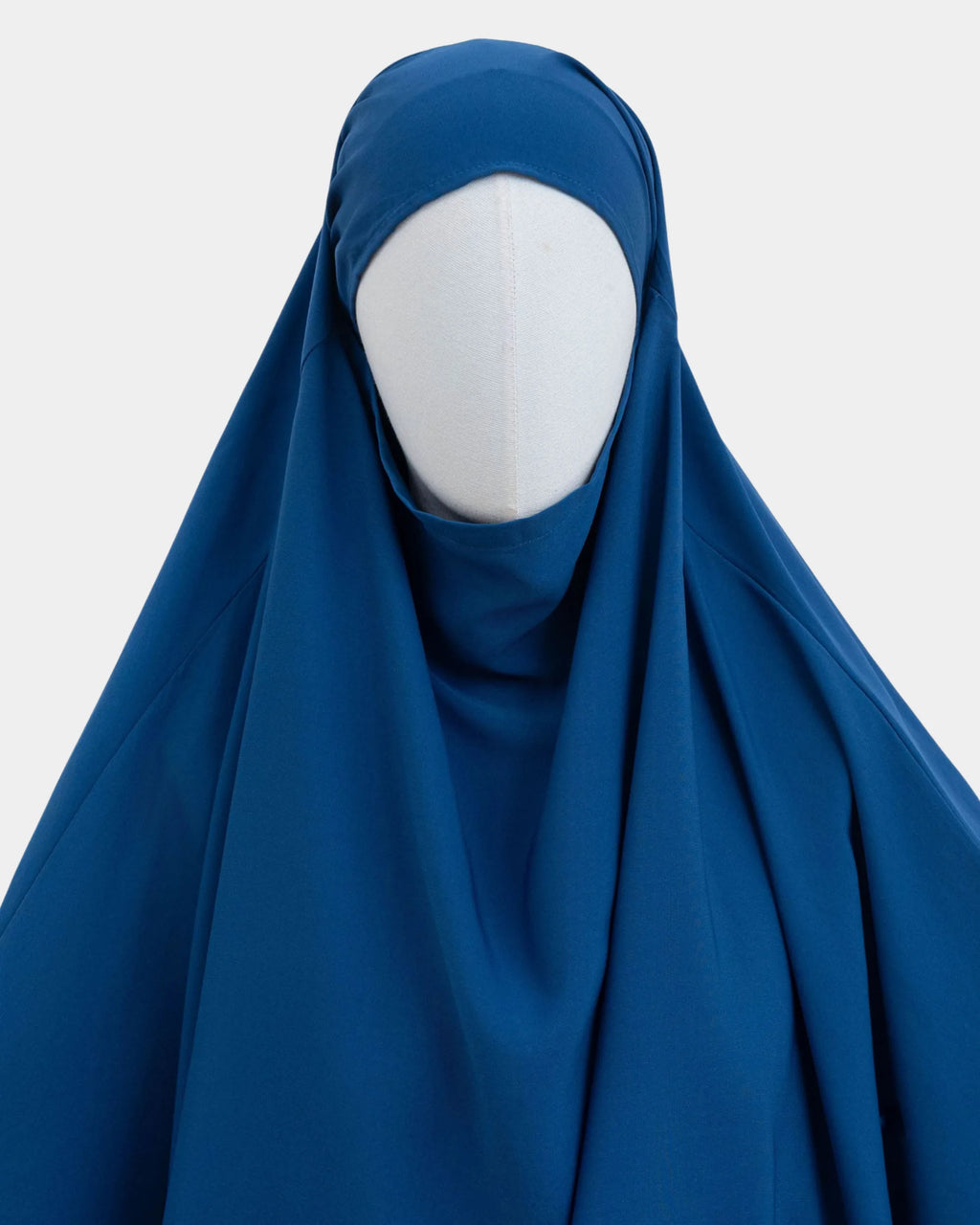 Capuche du jilbab 2 pièces bleu royal et drapé du tissu sur le buste