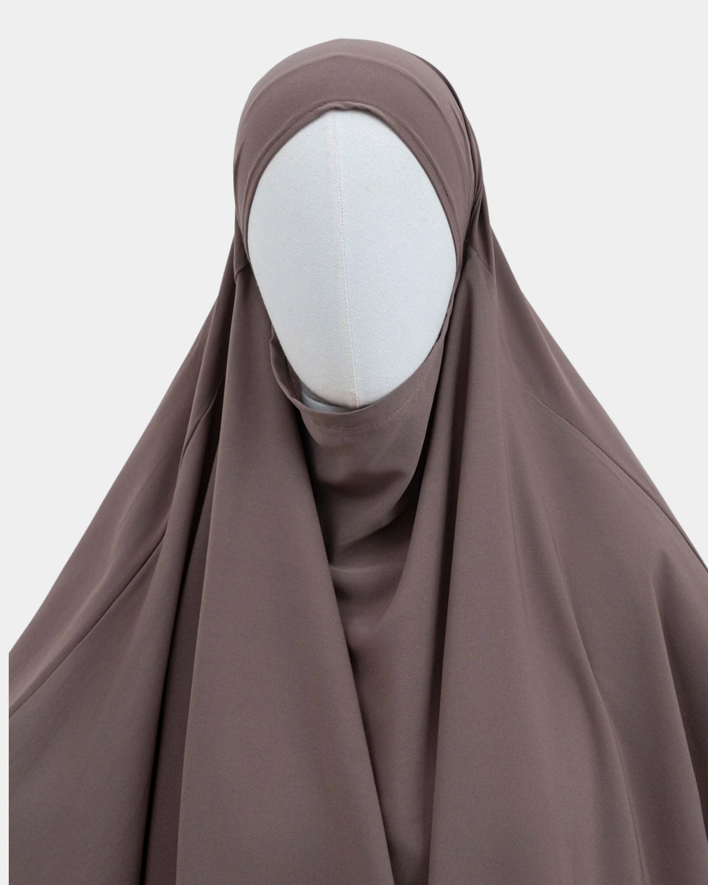 Capuche du jilbab 2 pièces taupe et drapé du tissu sur le buste